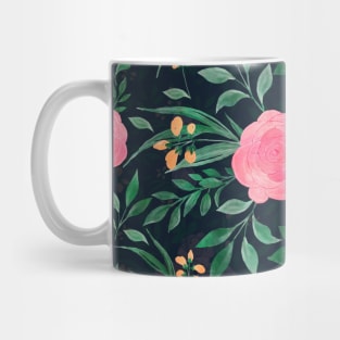 Elegant Blue Pink Rose Floral watercolor Painting Mug